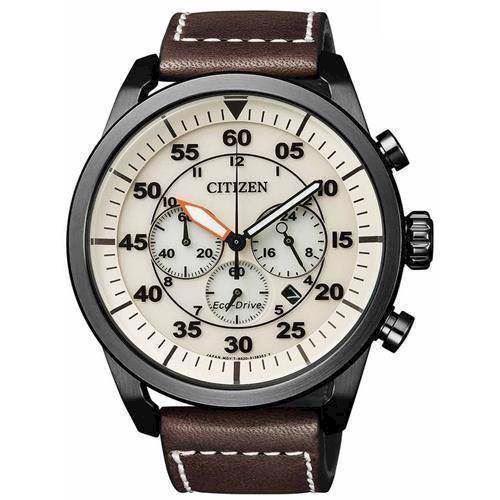 Image of mat sort rustfri stål Chrono quartz med Eco-Drive Herre ur fra Citizen